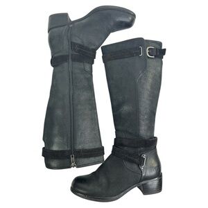 UGG AUSTRALIA WOMEN’S DARCIE BLACK LEATHER KNEE HIGH RIDING BOOTS SZ 6